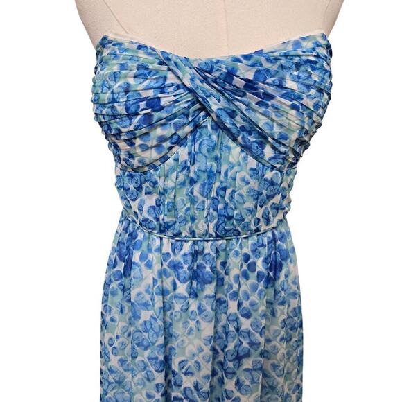 Shoshanna Womens Y2K Strapless Maxi Dress 4 Mermaidcore Watercolor Empire Waist - Picture 2 of 11